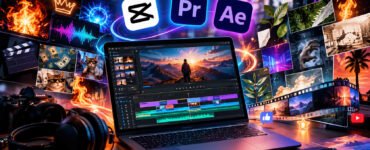 تأثيرات مونتاج مجانية بأكثر من 30 جيجا لـ CapCut وPremiere Pro وAfter Effects، تشمل مؤثرات بصرية وصوتية، Glow وFire وOverlays وأيقونات متحركة.