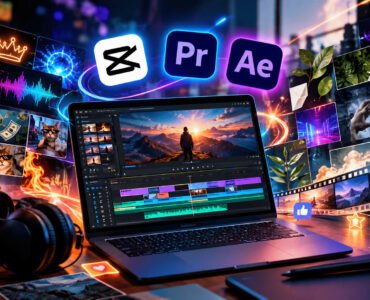 تأثيرات مونتاج مجانية بأكثر من 30 جيجا لـ CapCut وPremiere Pro وAfter Effects، تشمل مؤثرات بصرية وصوتية، Glow وFire وOverlays وأيقونات متحركة.