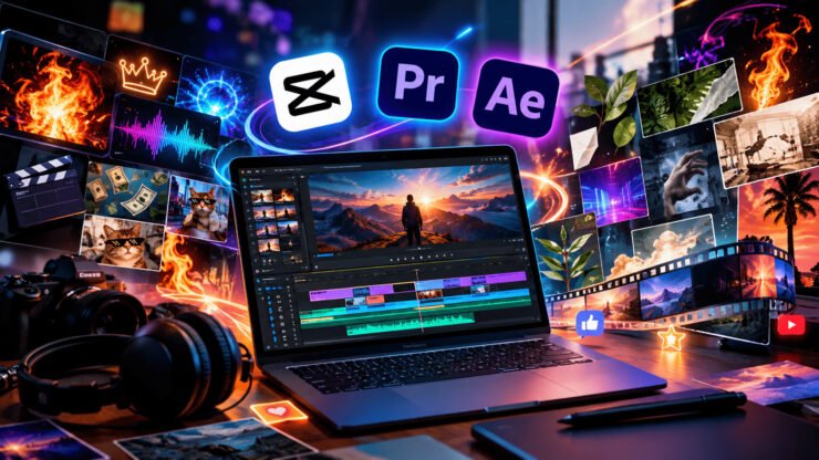 Over 30GB of free editing assets for CapCut Premiere Pro and After Effects تكفليكس تأثيرات مونتاج مجانية بأكثر من 30 جيجا لـ CapCut وPremiere Pro وAfter Effects تشمل مؤثرات بصرية وصوتية Glow وFire وOverlays وأيقونات متحركة